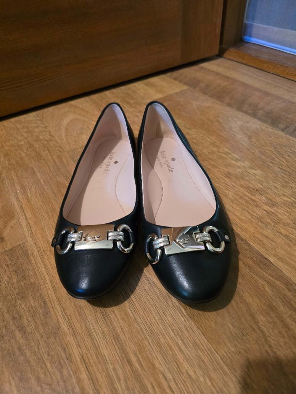 Kate Spade New York Phoebe Black Leather Ballet Flats
